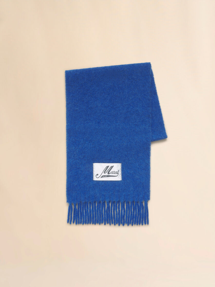 stutterheim x marni Blue brushed alpaca scarf with fringes
