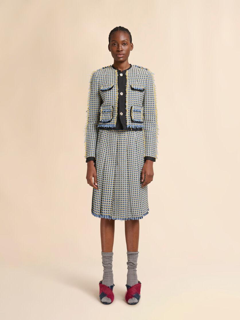 Stutterheim X Marni Blue Cotton Tweed-effect Pleated Skirt