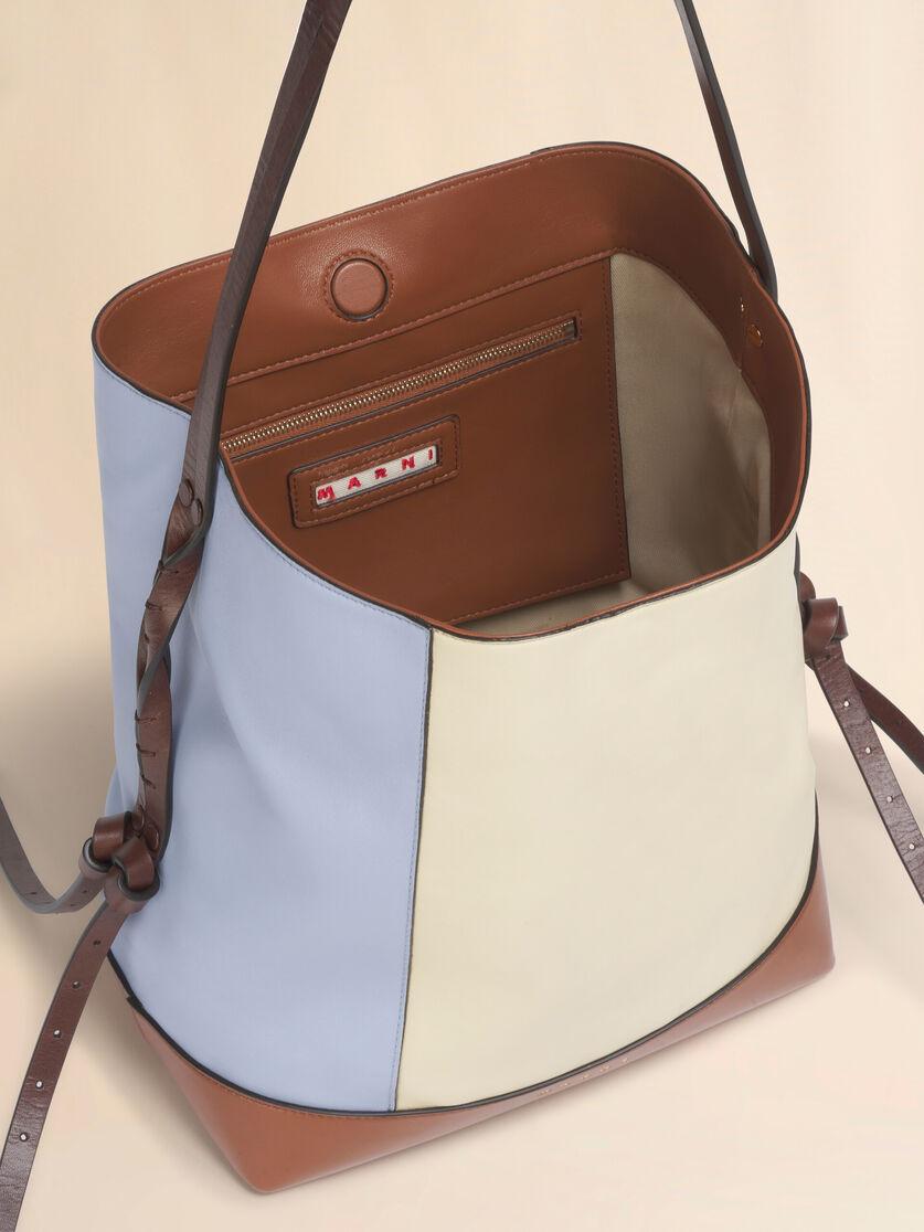 Stutterheim X Marni Blue Cream And Brown Leather Pod 2.0 Small Hobo Bag