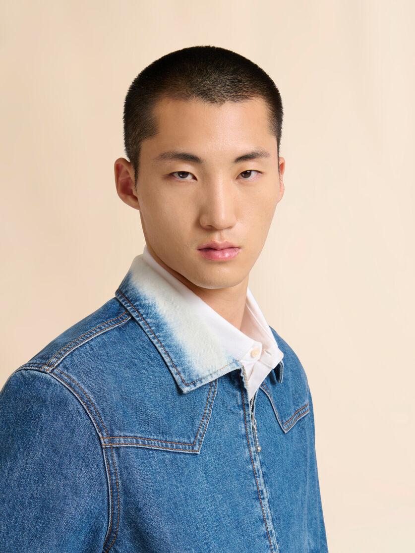 Stutterheim X Marni Blue Denim Bomber Jacket With Degradé Collar