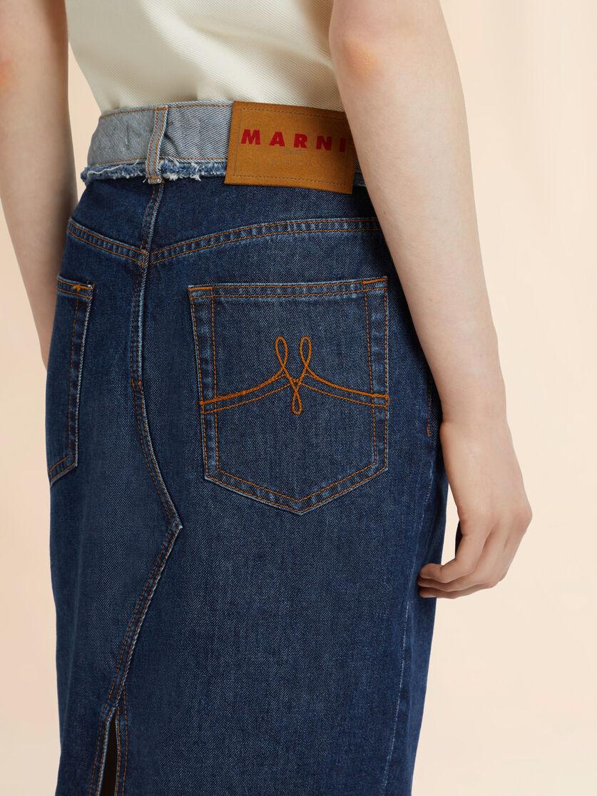 Stutterheim X Marni Blue Denim Inside-out Midi Skirt