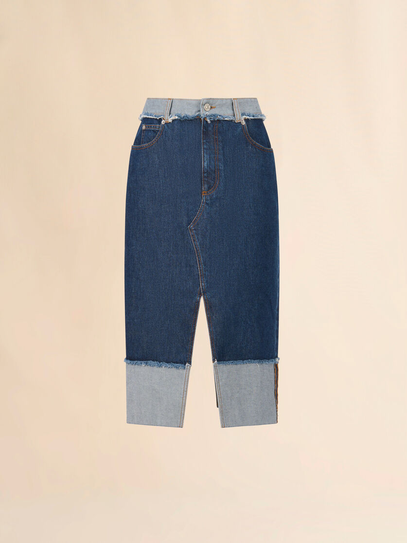 stutterheim x marni Blue denim inside-out midi skirt