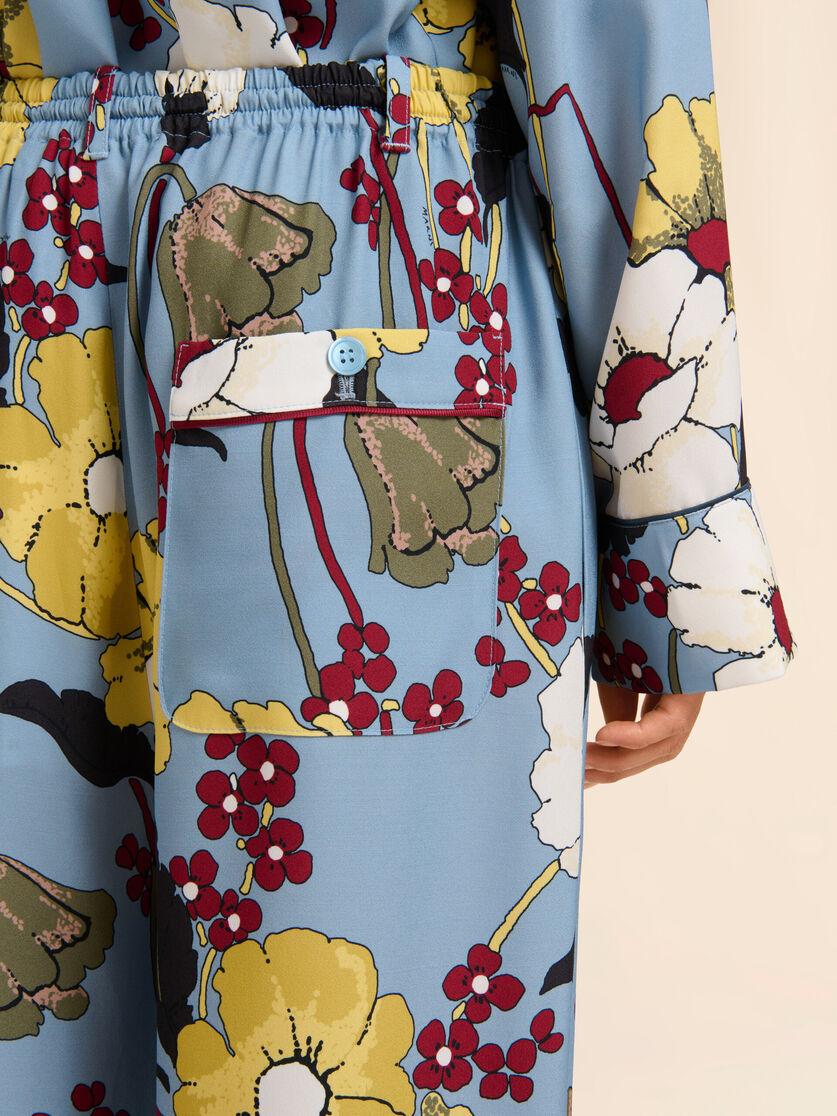 Stutterheim X Marni Blue Envers Satin Pants With Melodia Print