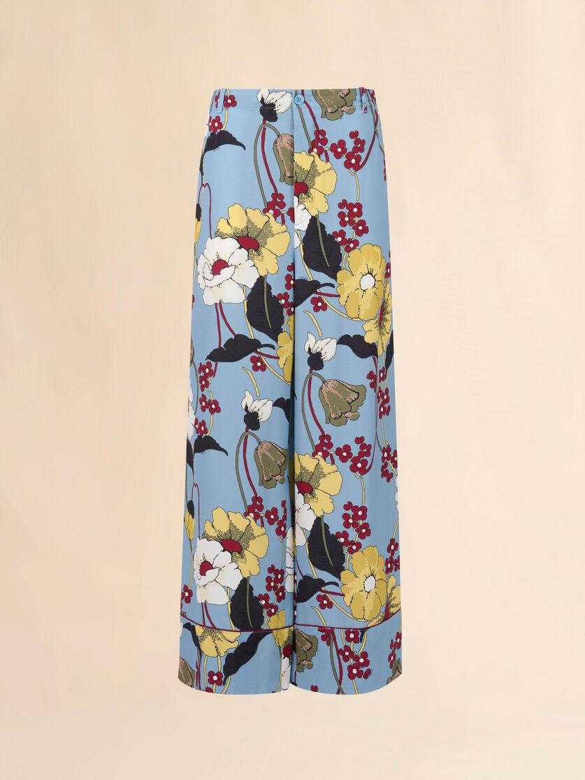 stutterheim x marni Blue envers satin pants with Melodia print