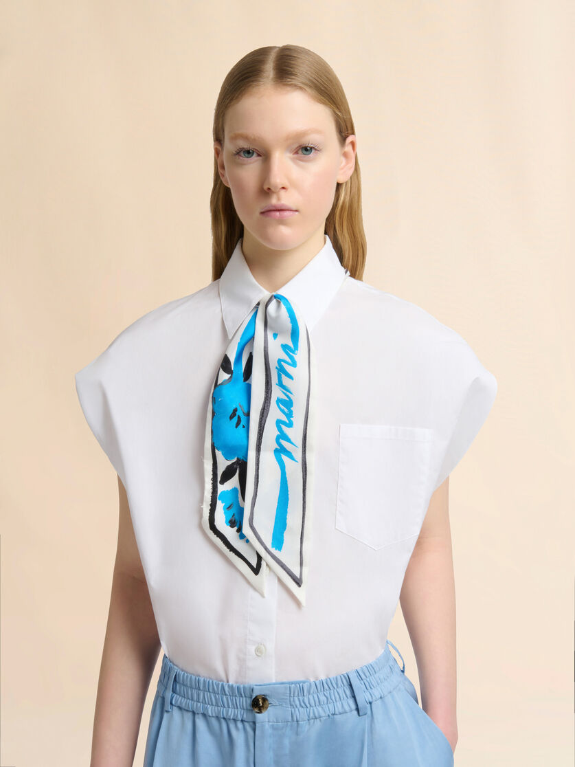 Stutterheim X Marni Blue Floral Print Silk Bandeau Scarf