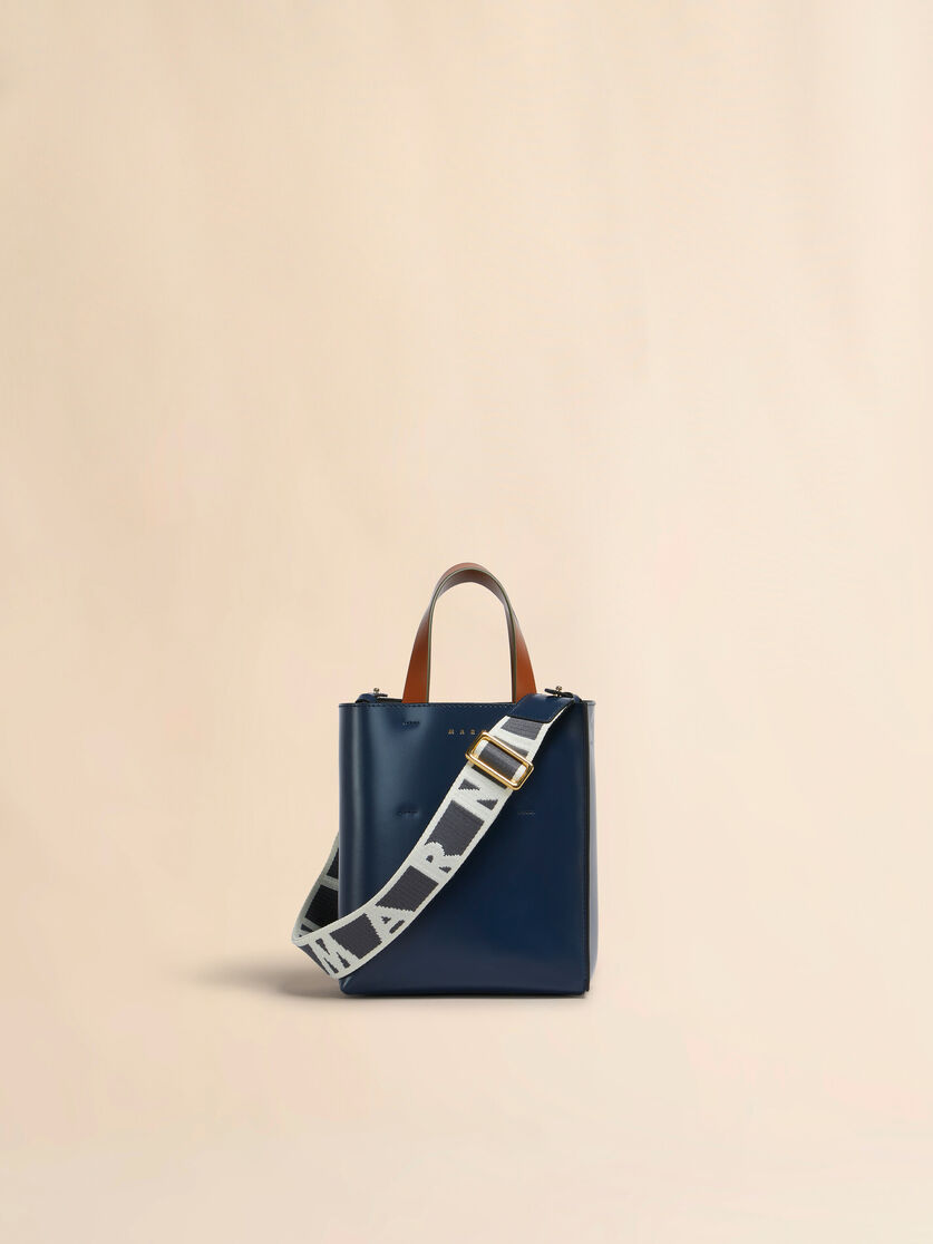 stutterheim x marni Blue gray and brown leather Museo mini bag