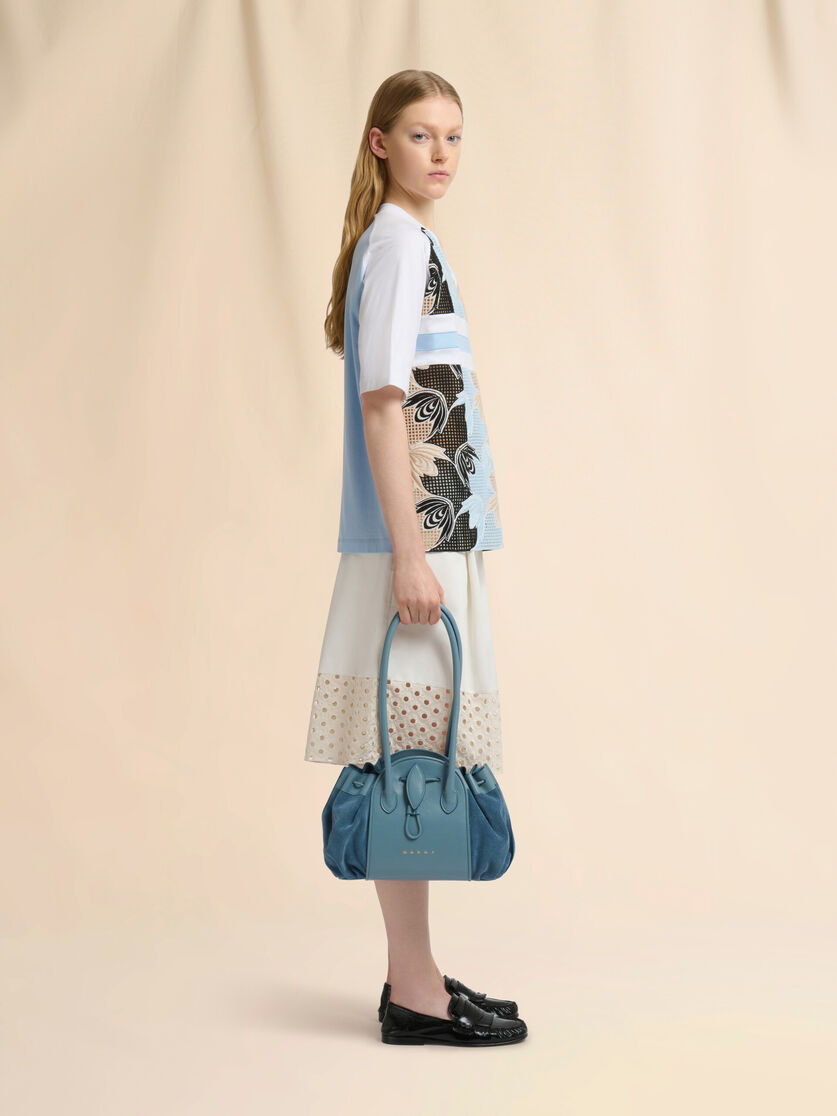 Stutterheim X Marni Blue Leather And Suede Tulipea Shoulder Bag