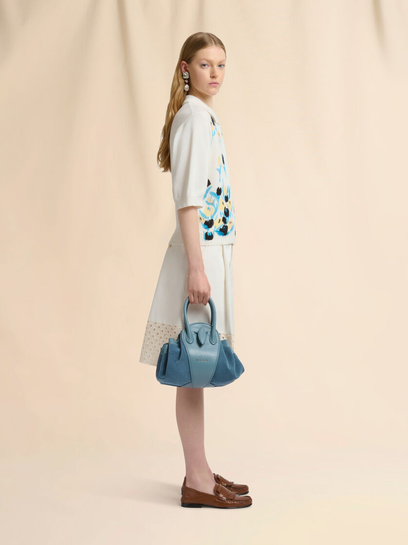 Stutterheim X Marni Blue Leather And Suede Tulipea Small Handbag