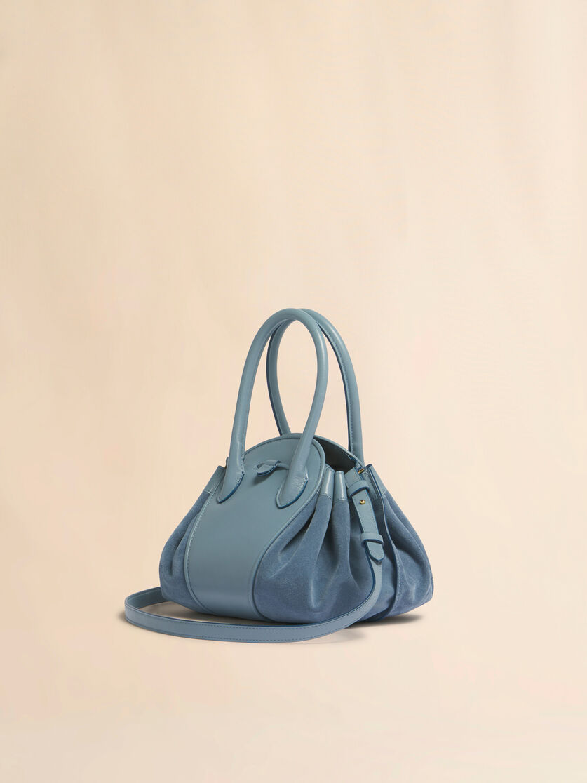 Stutterheim X Marni Blue Leather And Suede Tulipea Small Handbag