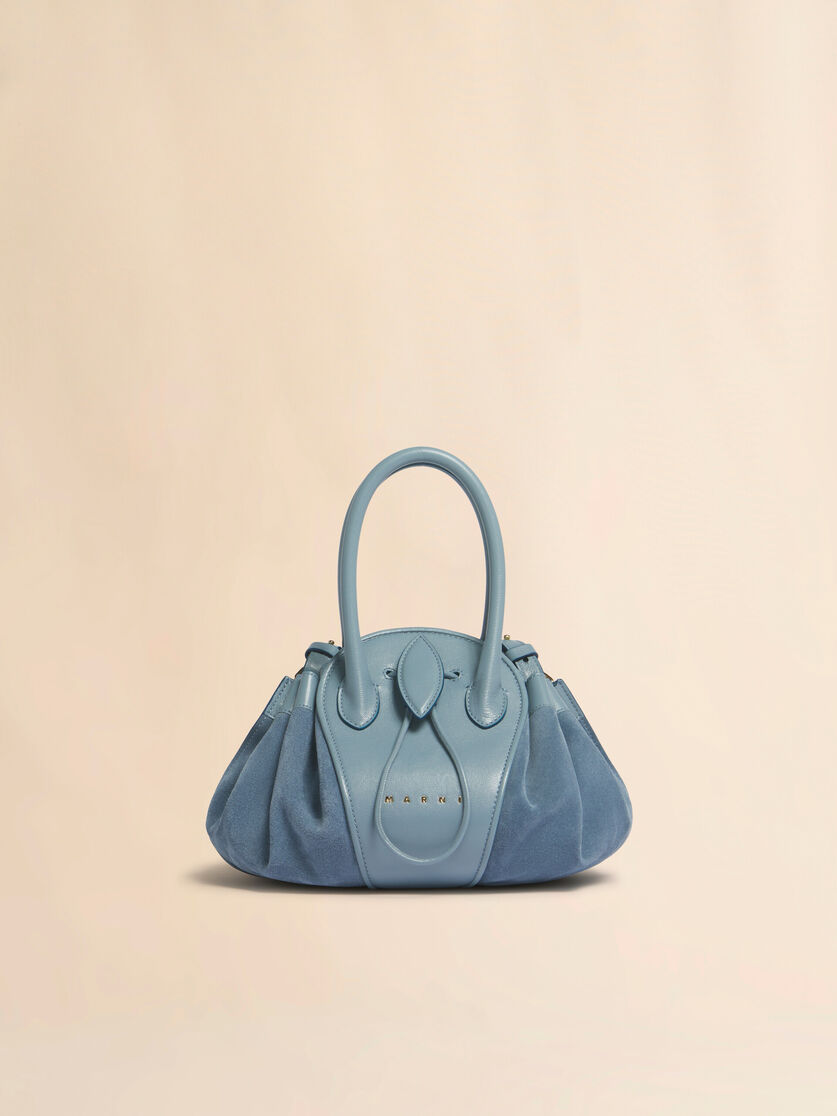stutterheim x marni Blue leather and suede Tulipea small handbag