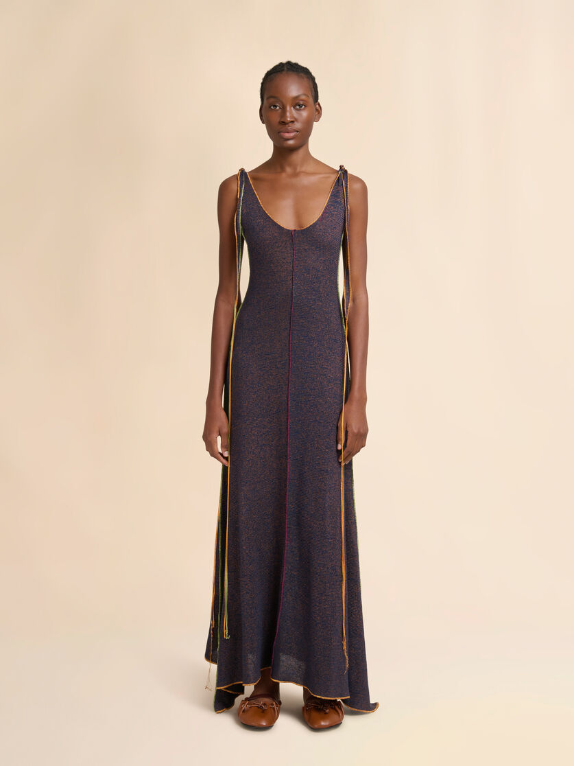 Stutterheim X Marni Blue Linen-viscose Dress With Colorful Edges