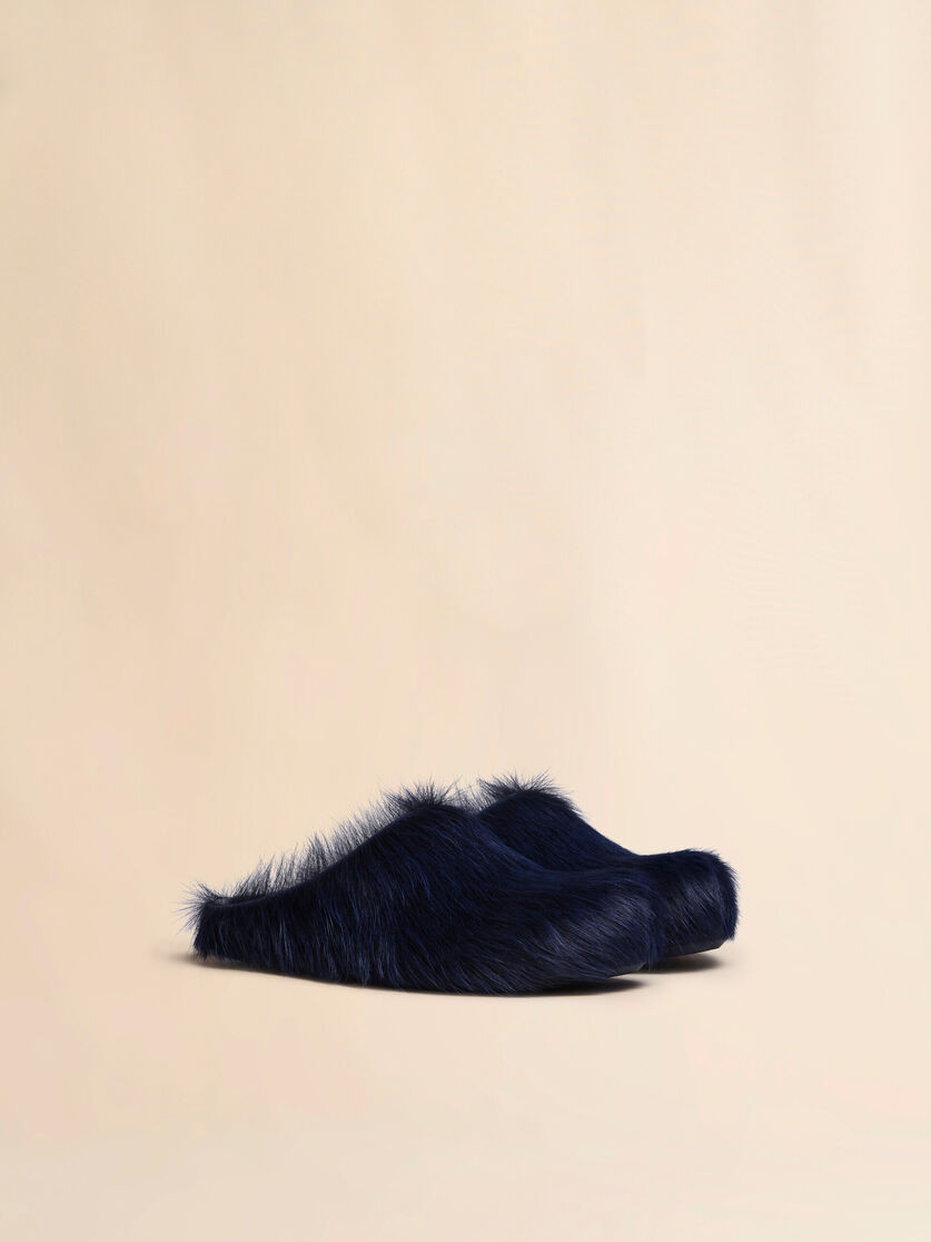 Stutterheim X Marni Blue Long Hair Calfskin Fussbett Sabot
