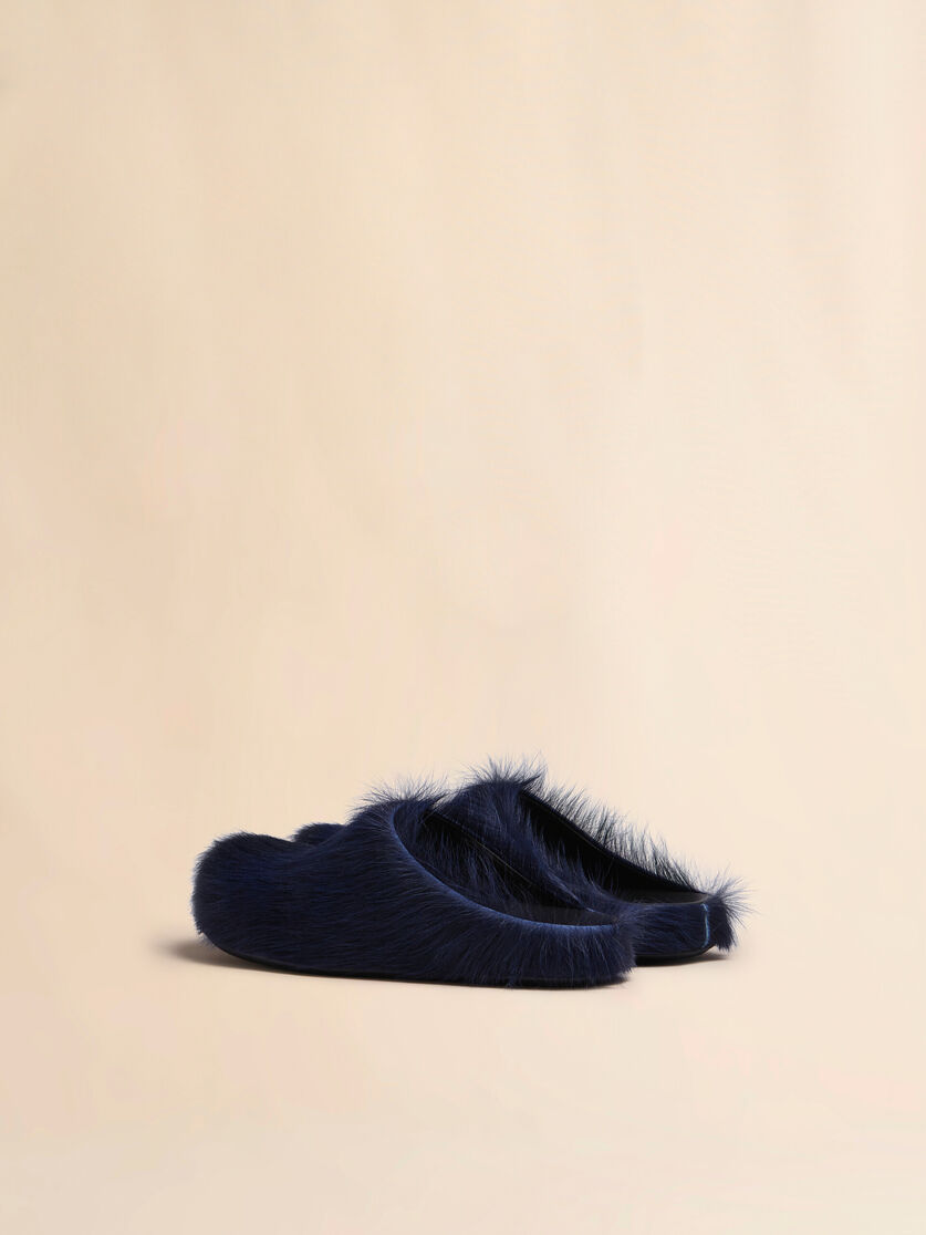 Stutterheim X Marni Blue Long Hair Calfskin Fussbett Sabot