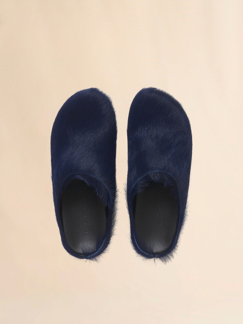 Stutterheim X Marni Blue Long Hair Calfskin Fussbett Sabot