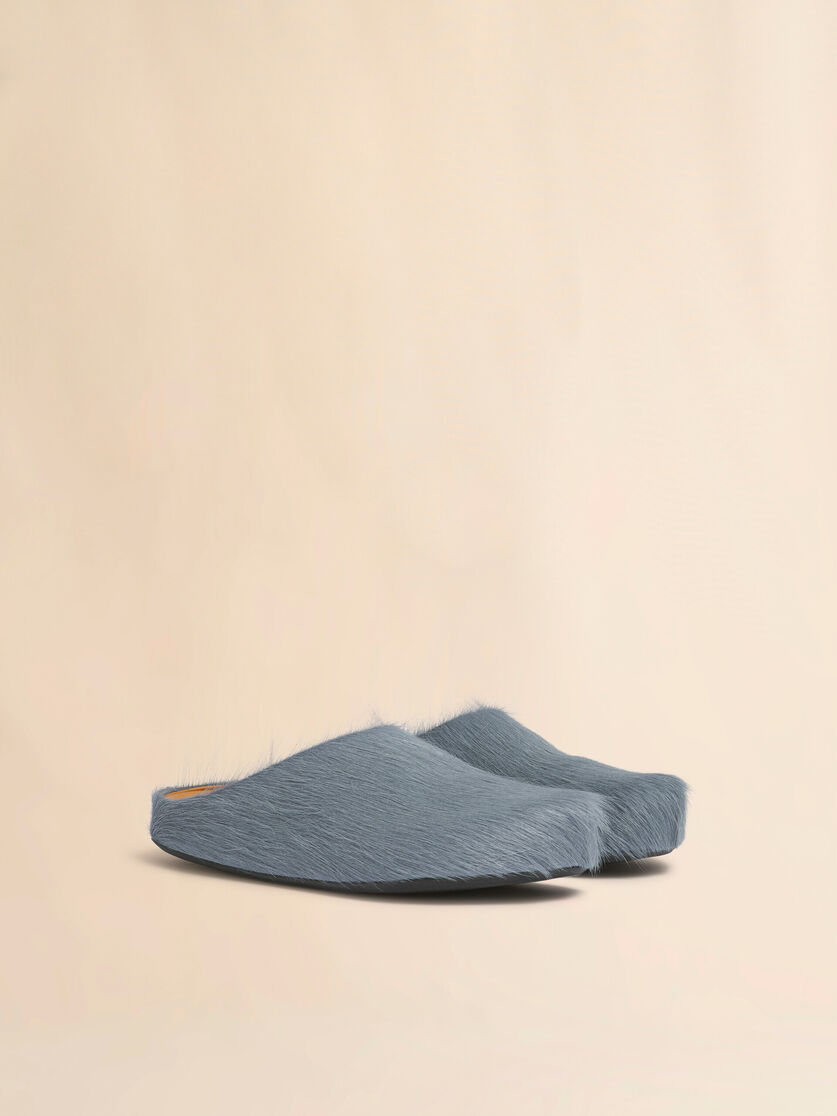 Stutterheim X Marni Blue Long Hair Calfskin Fussbett Sabot