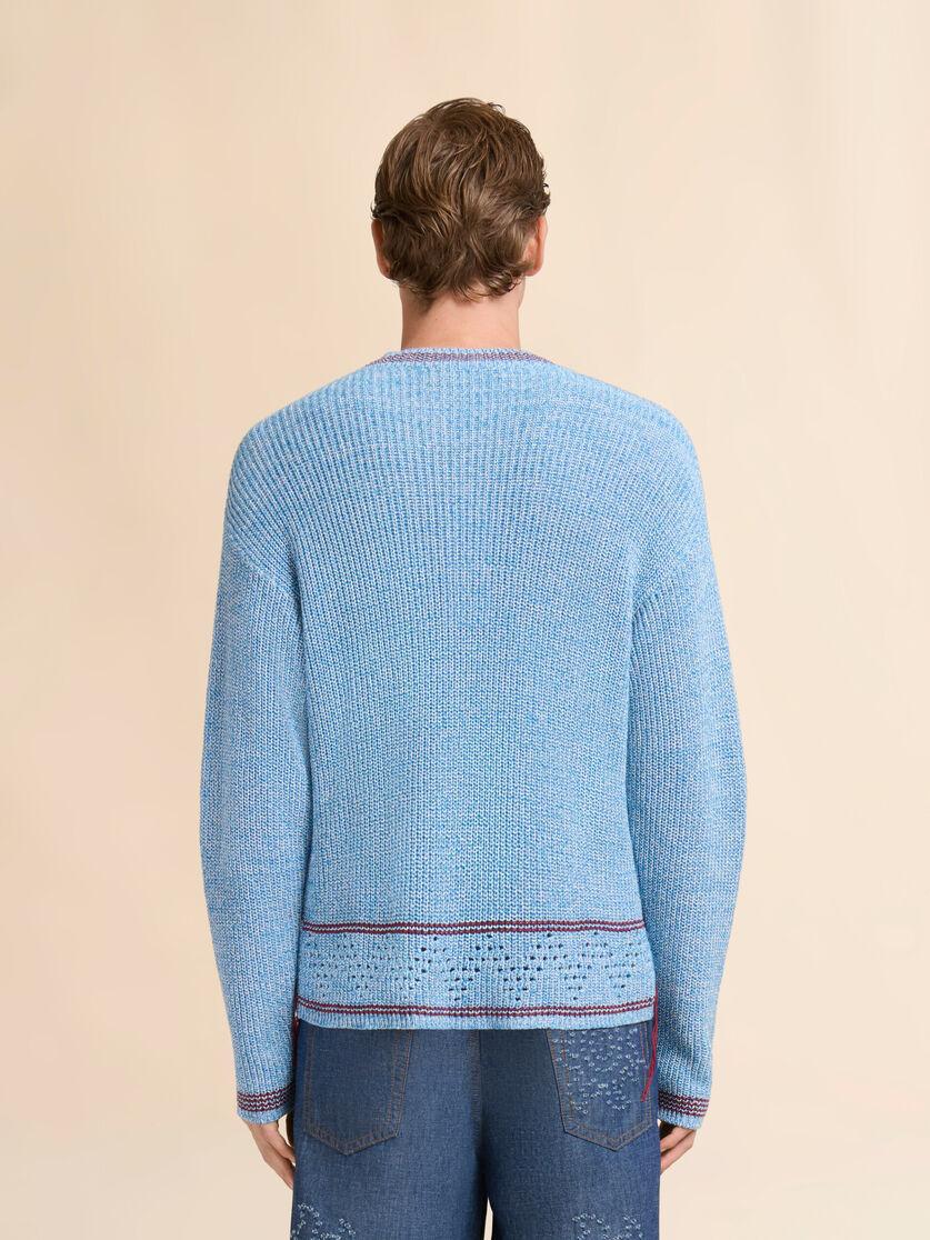 Stutterheim X Marni Blue Mouliné Cotton Sweater With Marni Mending