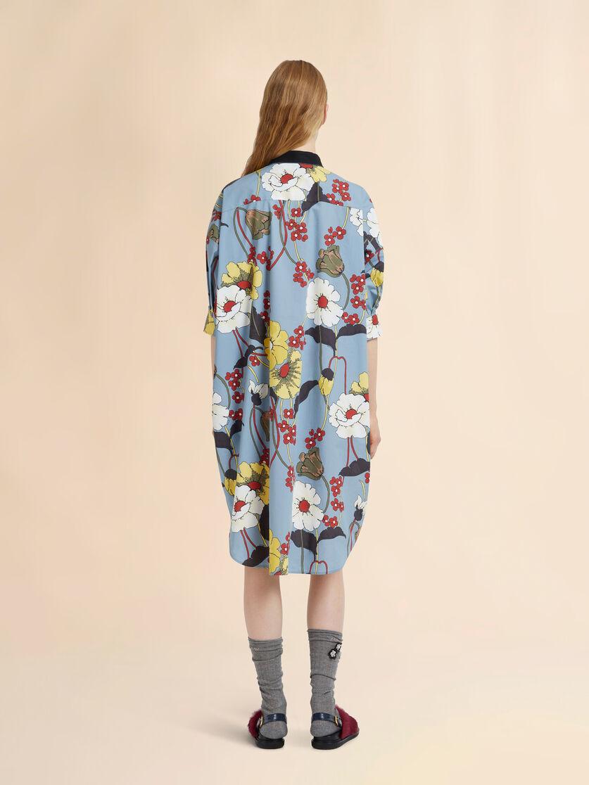 Stutterheim X Marni Blue Oversized Poplin Dress With Melodia Print