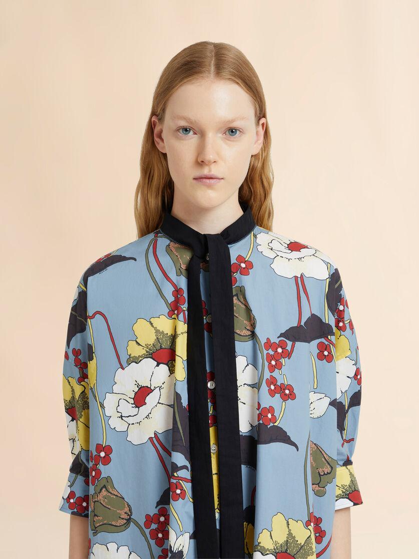 Stutterheim X Marni Blue Oversized Poplin Dress With Melodia Print