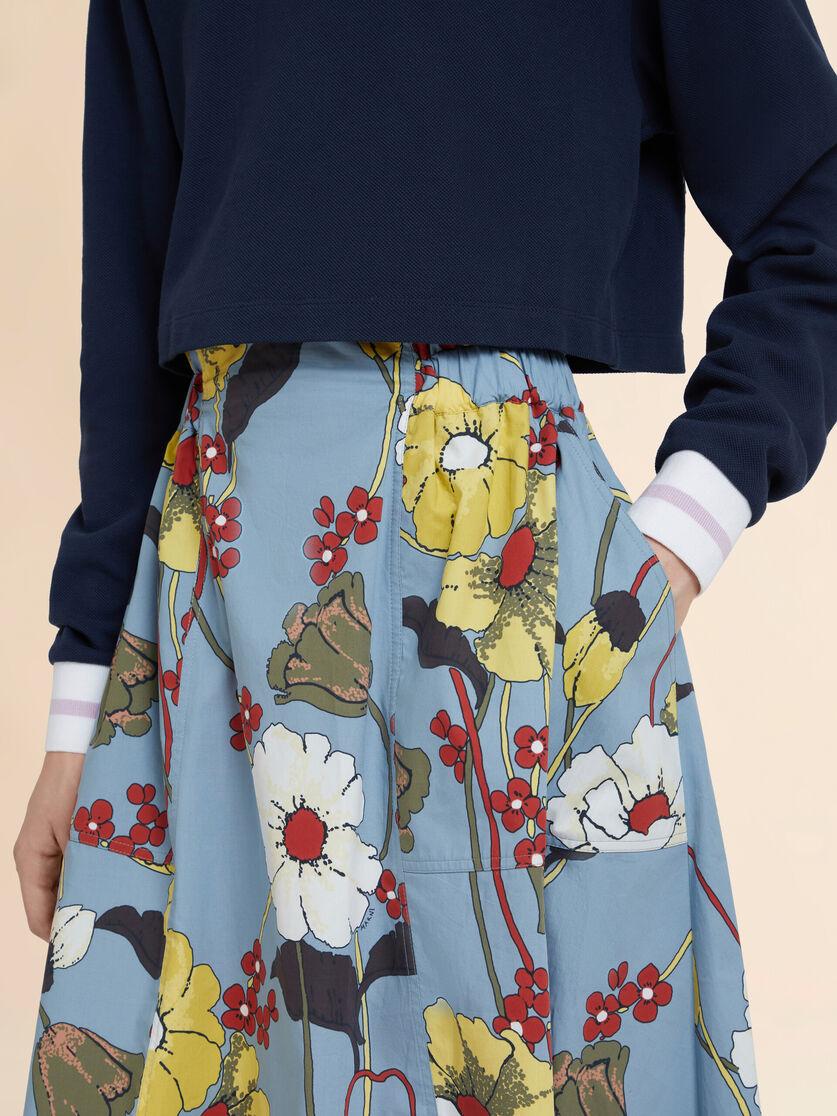 Stutterheim X Marni Blue Poplin Elasticated Midi Skirt With Melodia Print