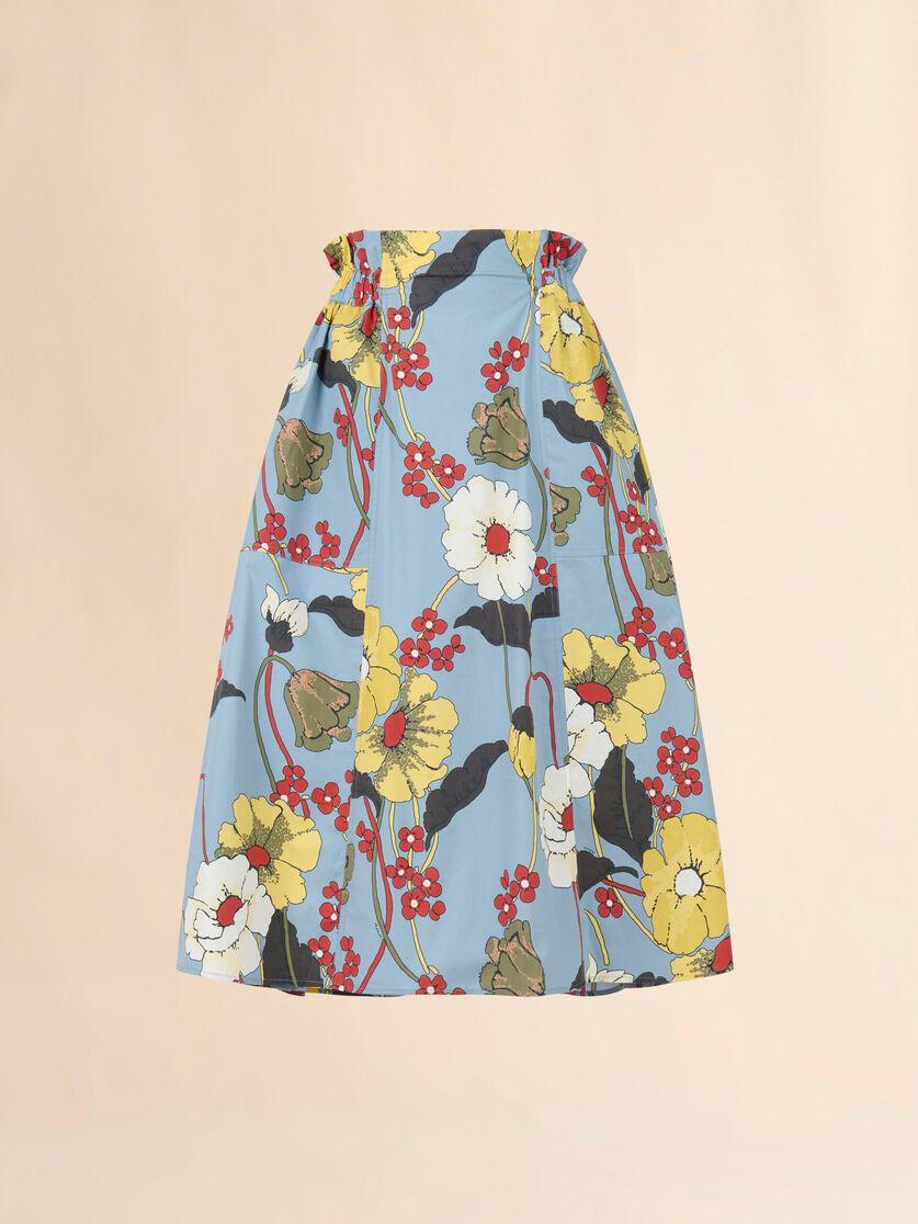 stutterheim x marni Blue poplin elasticated midi skirt with Melodia print