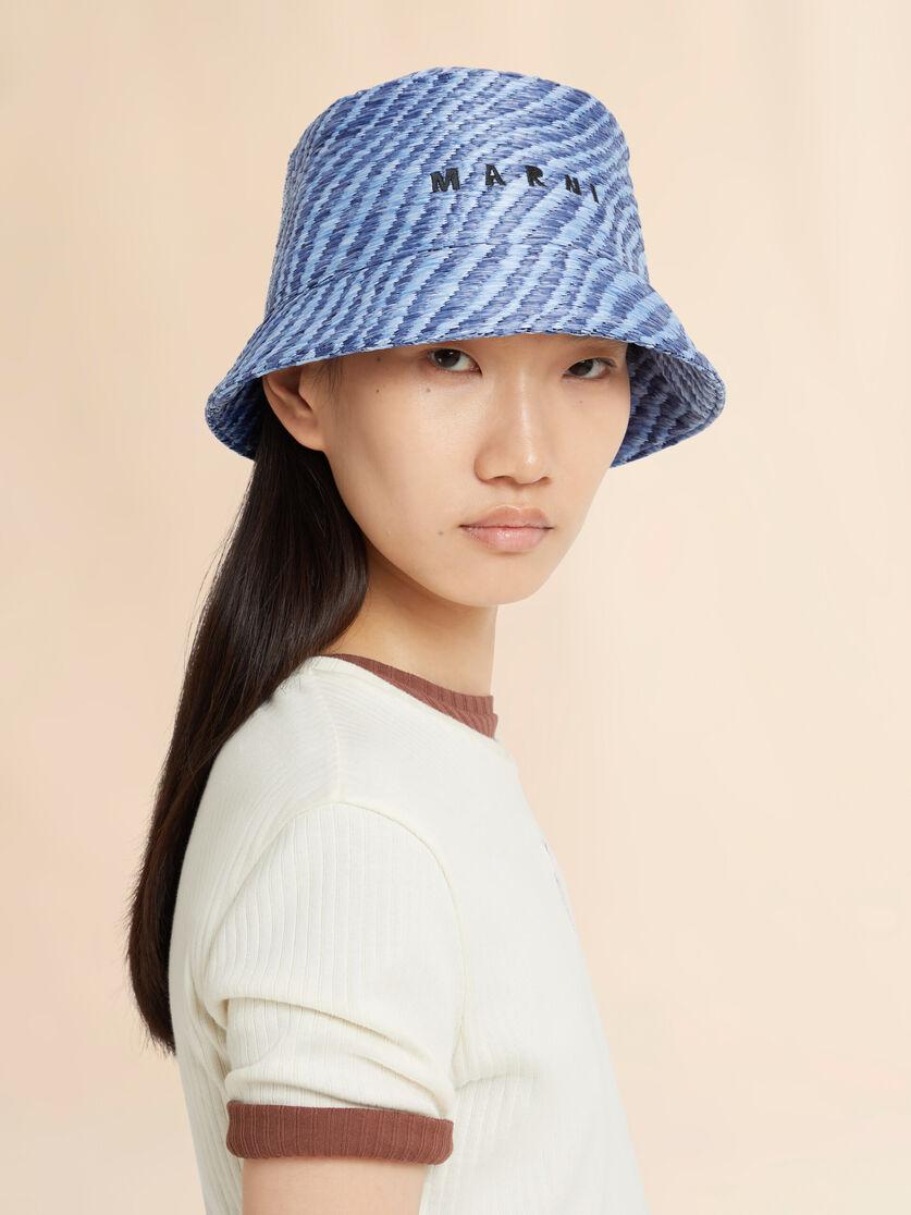 Stutterheim X Marni Blue Raffia-effect Bucket Hat With Wavy Pattern