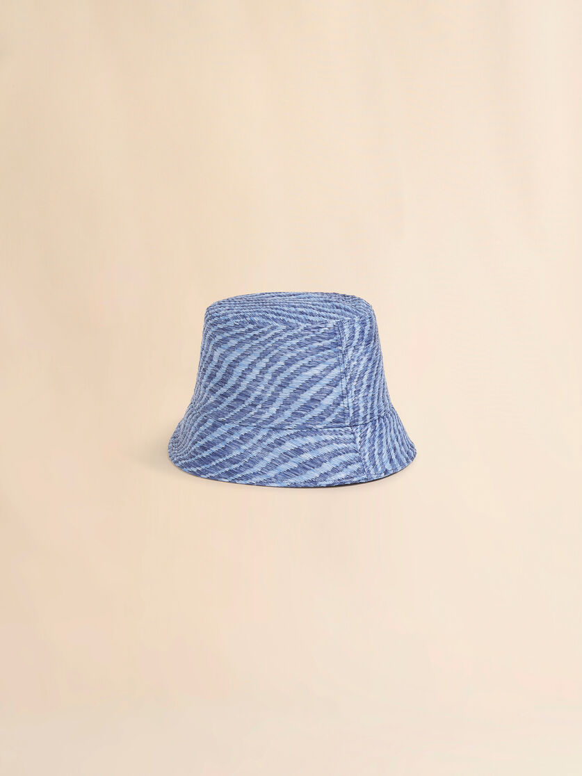 Stutterheim X Marni Blue Raffia-effect Bucket Hat With Wavy Pattern