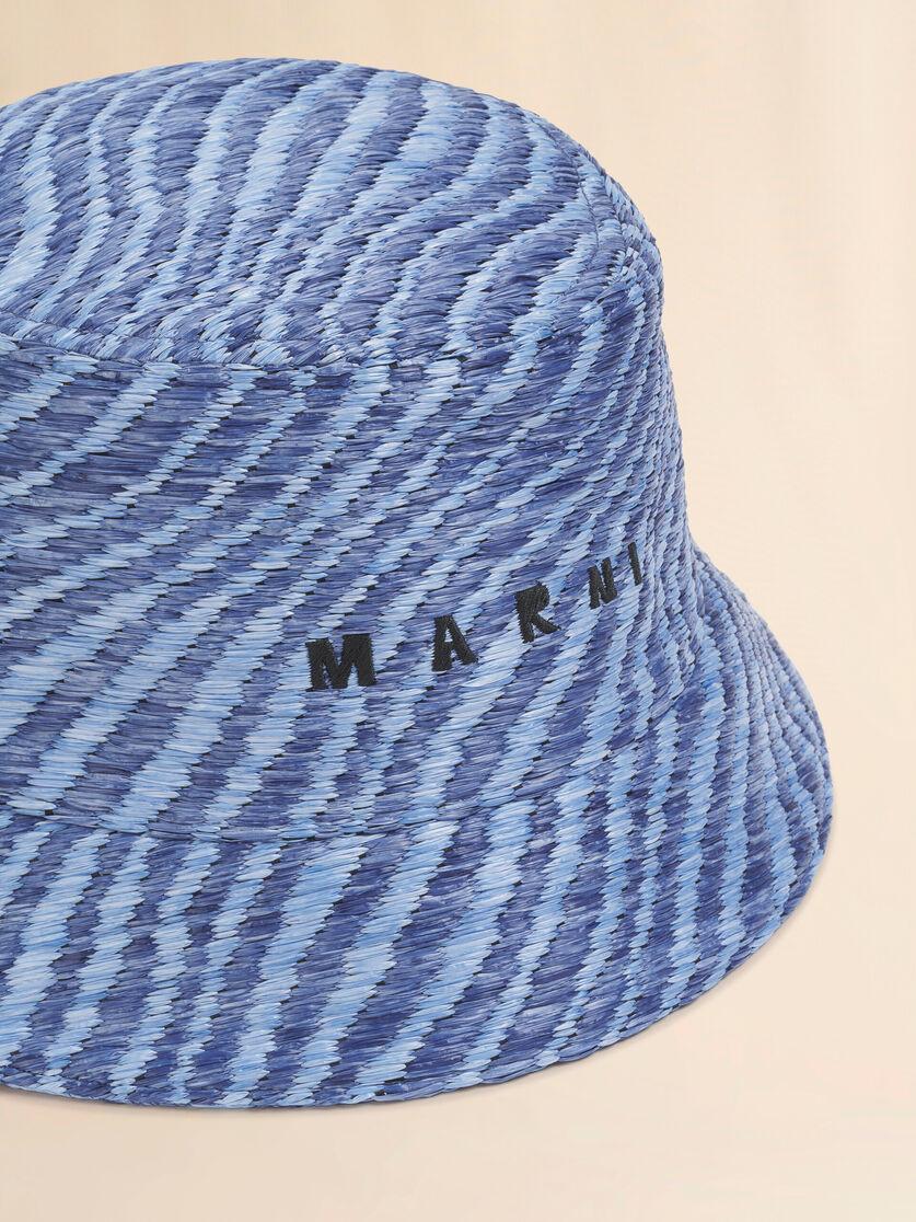 Stutterheim X Marni Blue Raffia-effect Bucket Hat With Wavy Pattern