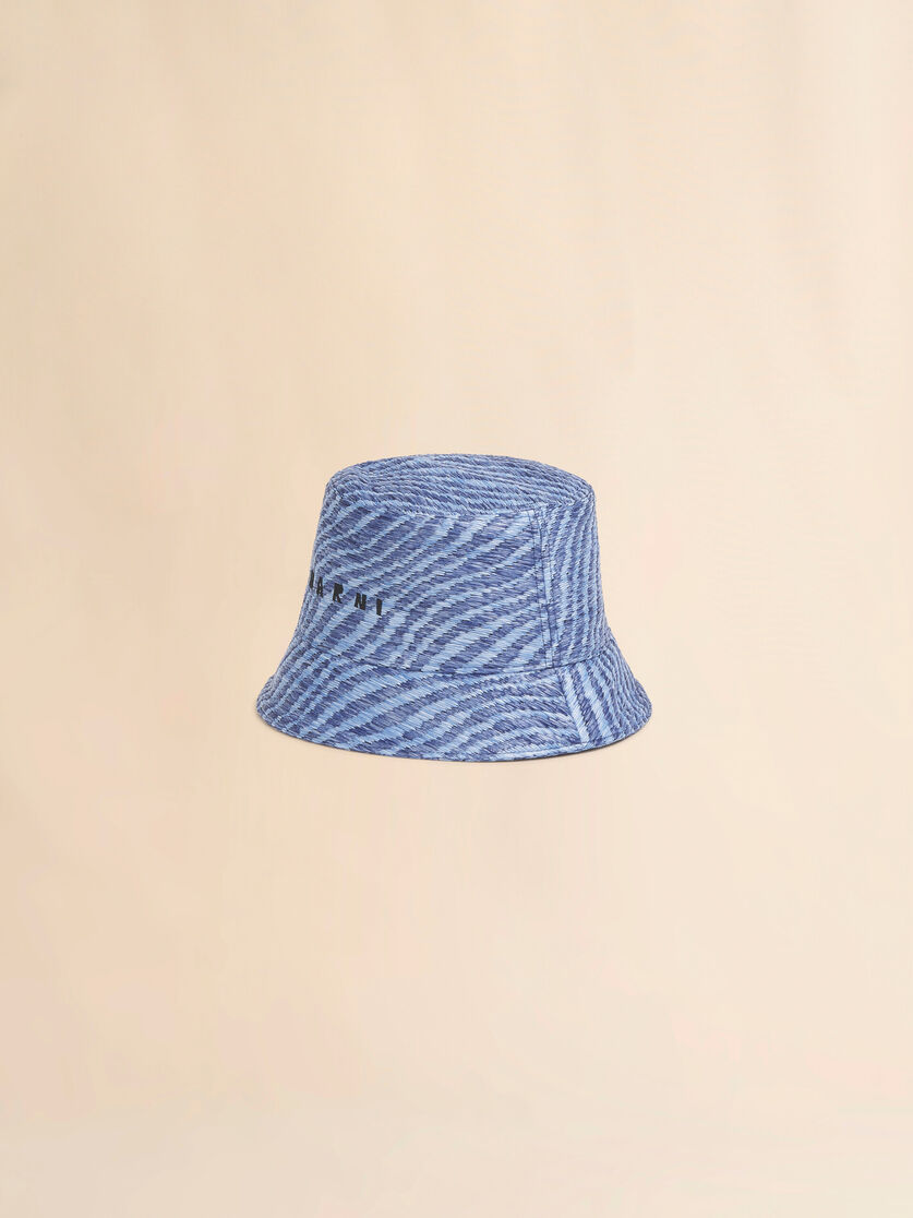 stutterheim x marni Blue raffia-effect bucket hat with wavy pattern
