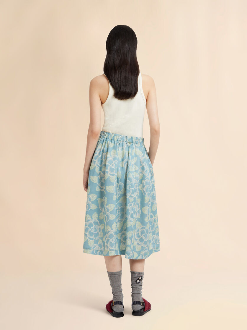 Stutterheim X Marni Blue Ramie Elasticated Skirt With Banjo Print