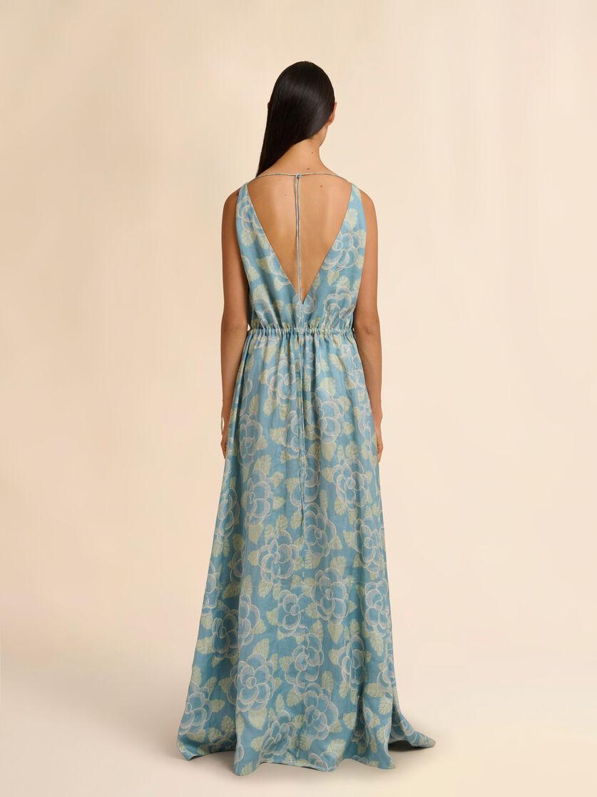 Stutterheim X Marni Blue Ramie Maxi Dress With Banjo Print