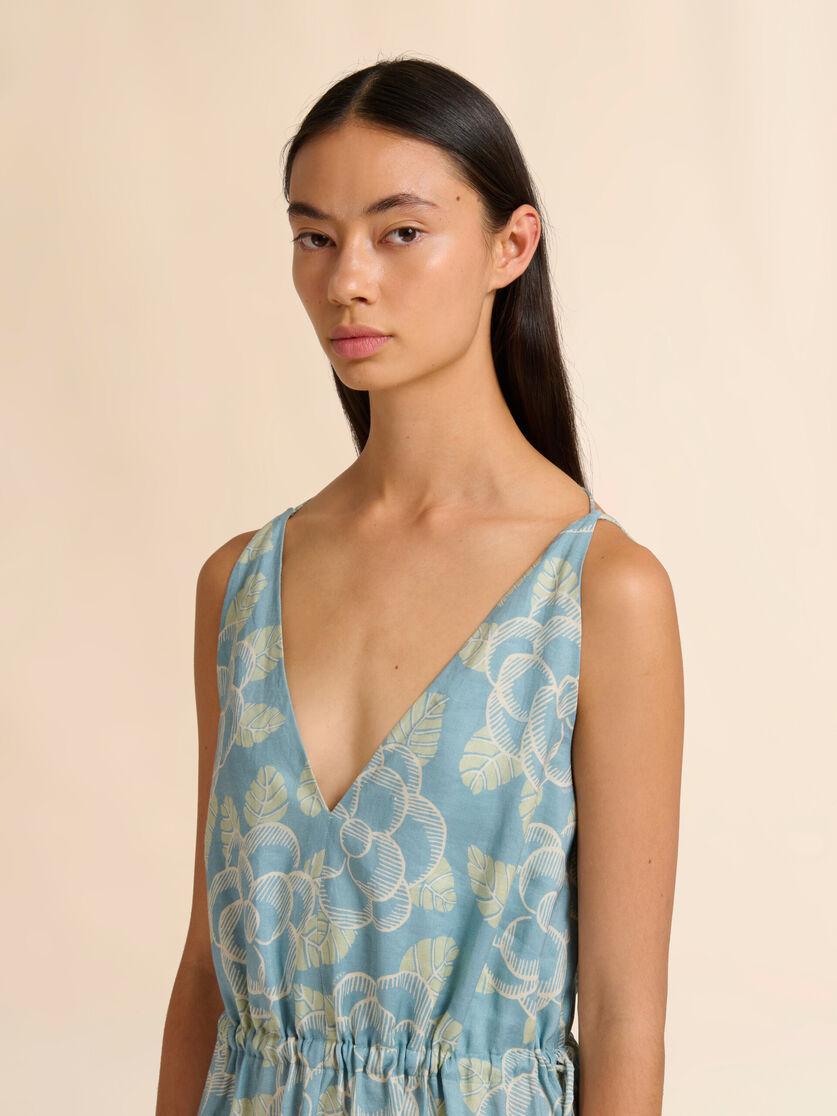 Stutterheim X Marni Blue Ramie Maxi Dress With Banjo Print