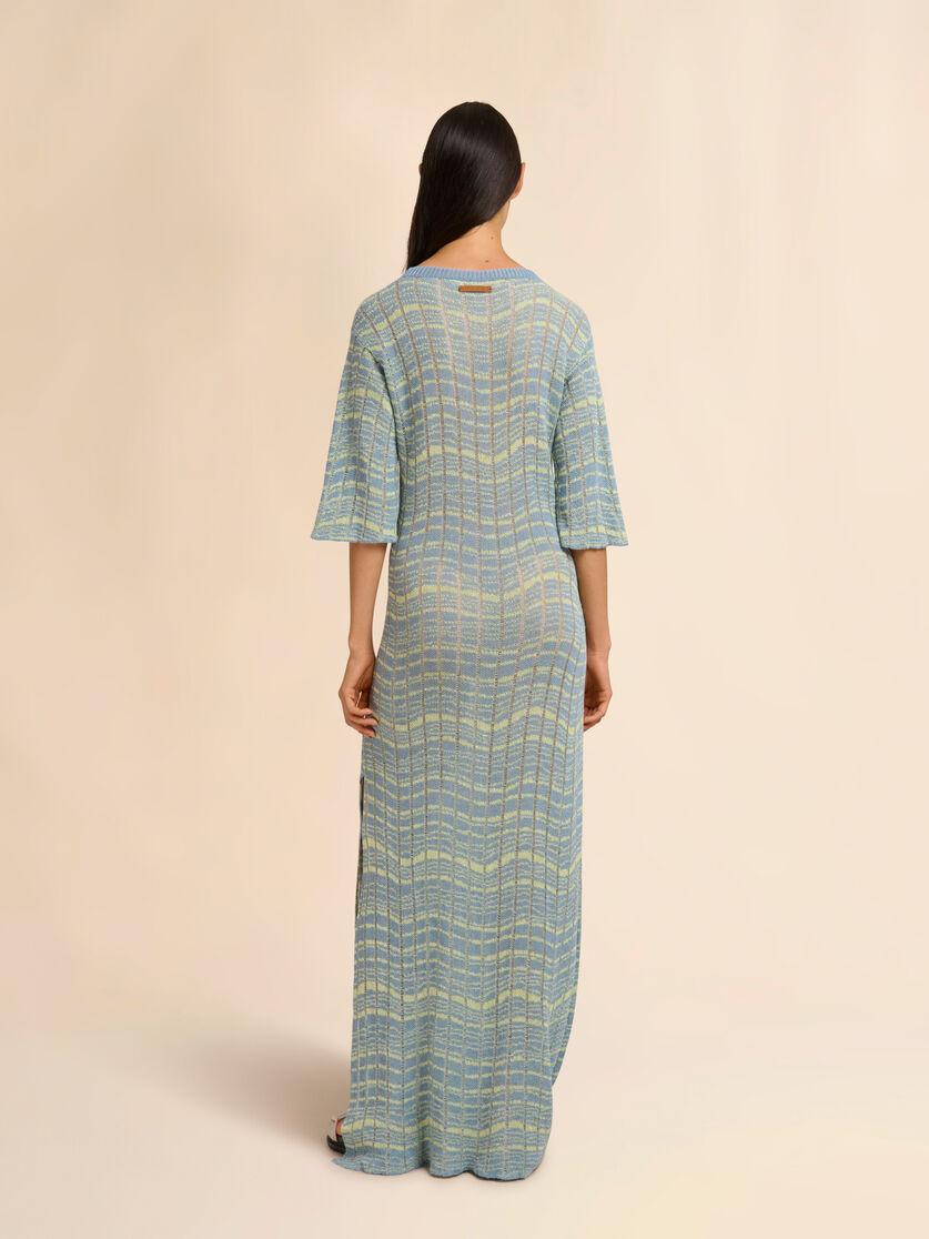 Stutterheim X Marni Blue Ribbed Linen Dress With Wavy Pattern