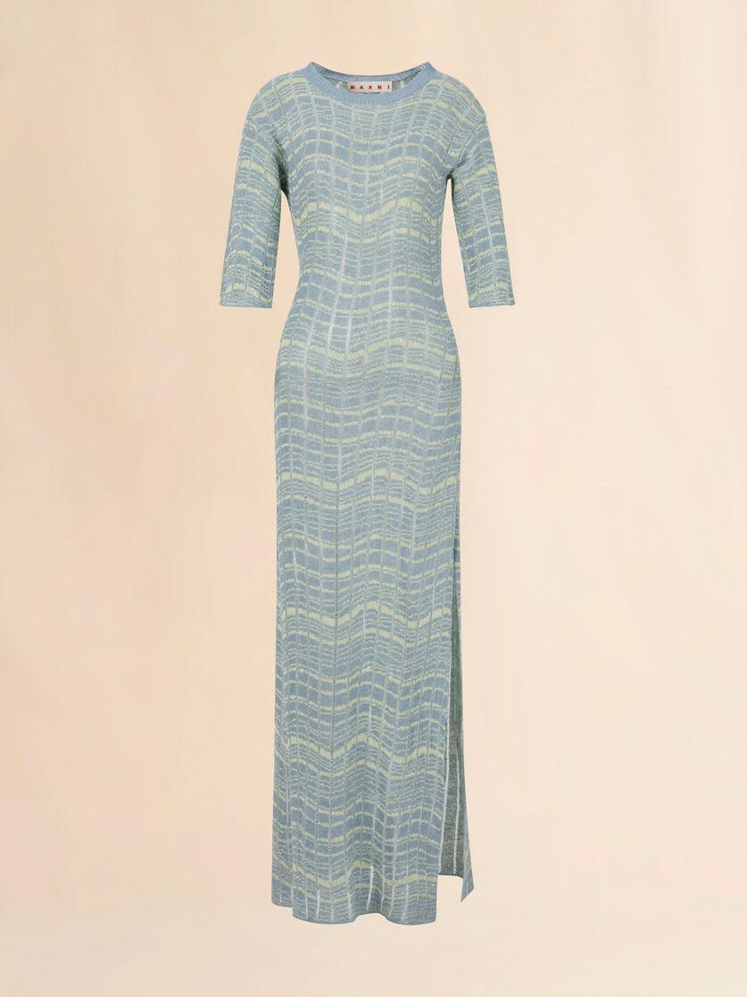 stutterheim x marni Blue ribbed linen dress with wavy pattern