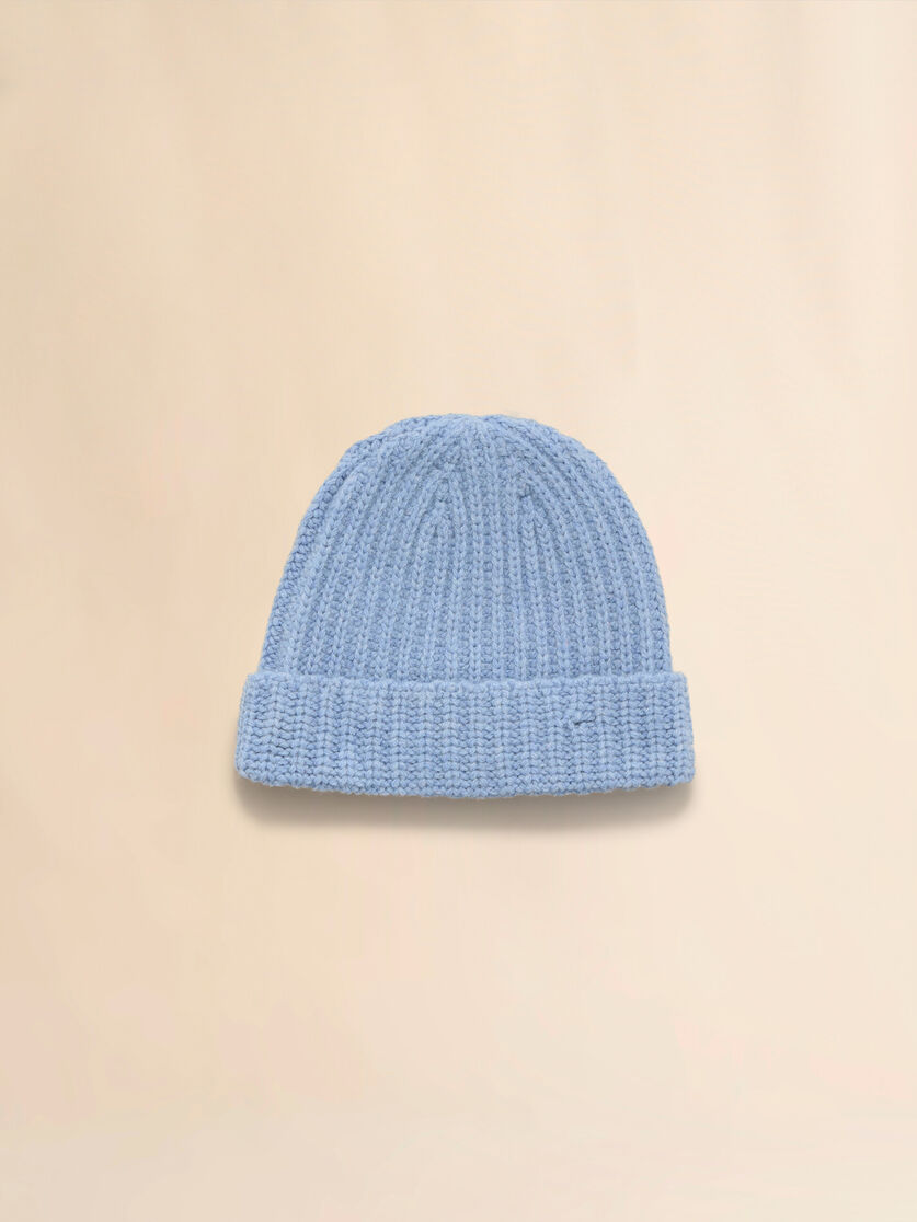 Stutterheim X Marni Blue Shetland Wool Beanie With Marni Mending
