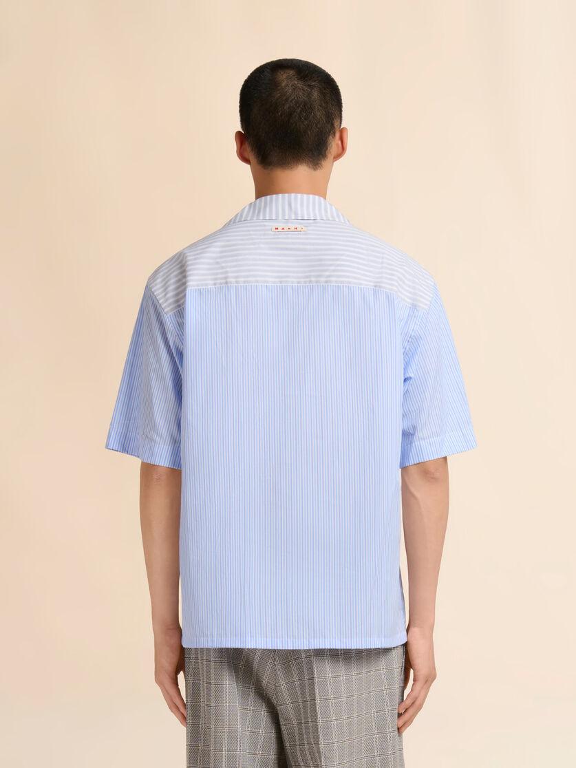 Stutterheim X Marni Blue Striped Poplin Bowling Shirt With Contrast Accents