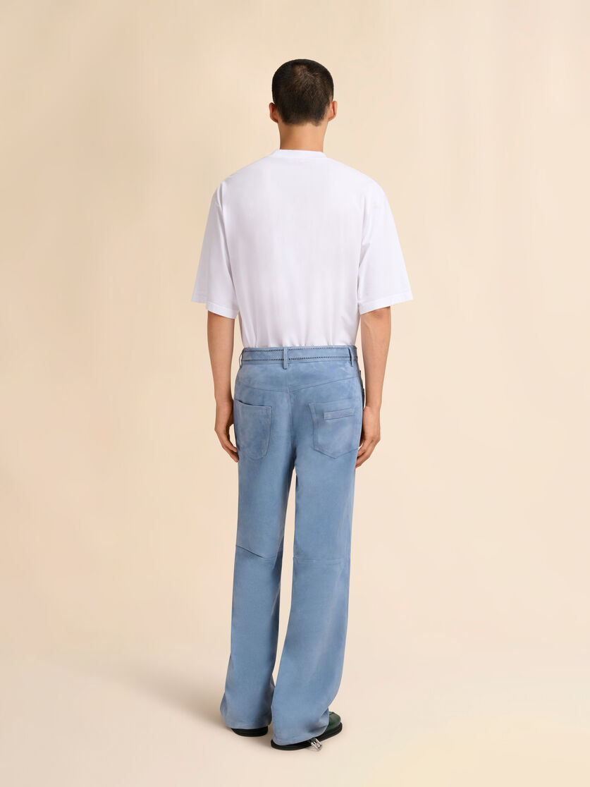 Stutterheim X Marni Blue Suede Pants With Cut-out Detailing