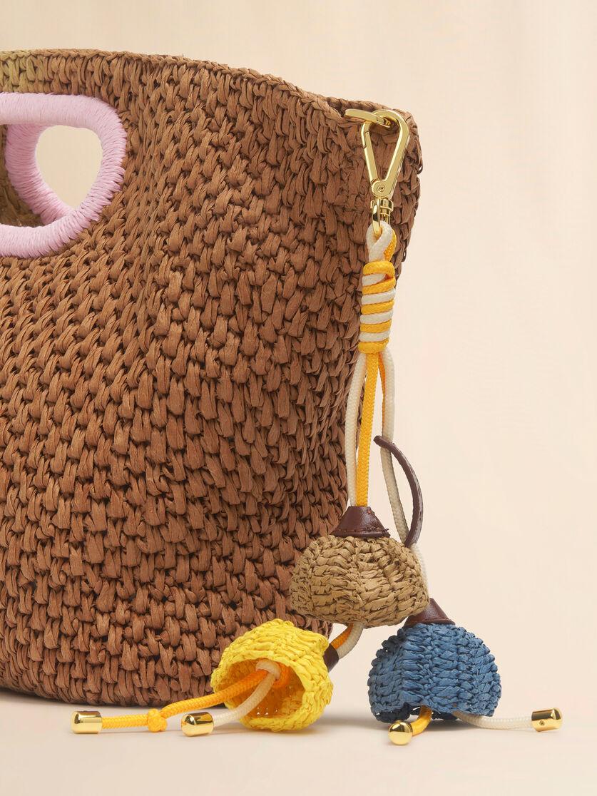 Stutterheim X Marni Blue Tan And Yellow Paper Raffia Flower Keyring