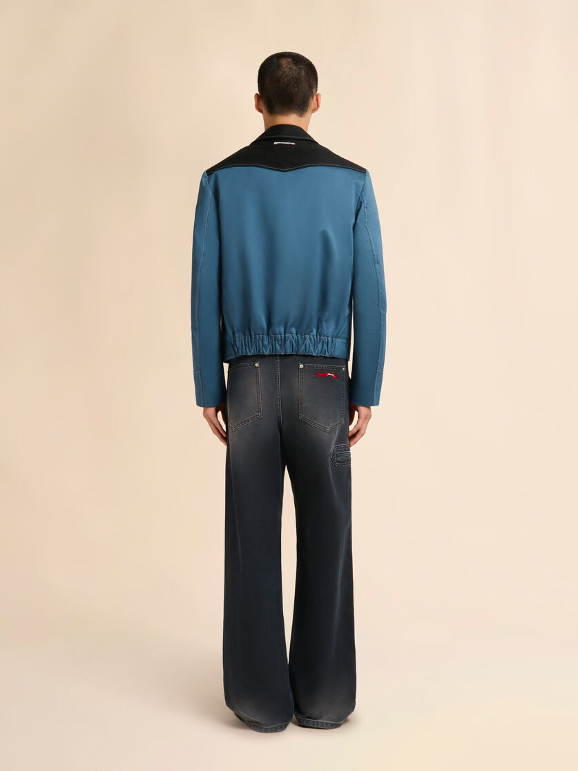 Stutterheim X Marni Blue Water-repellent Gabardine Jacket With Contrast Yokes