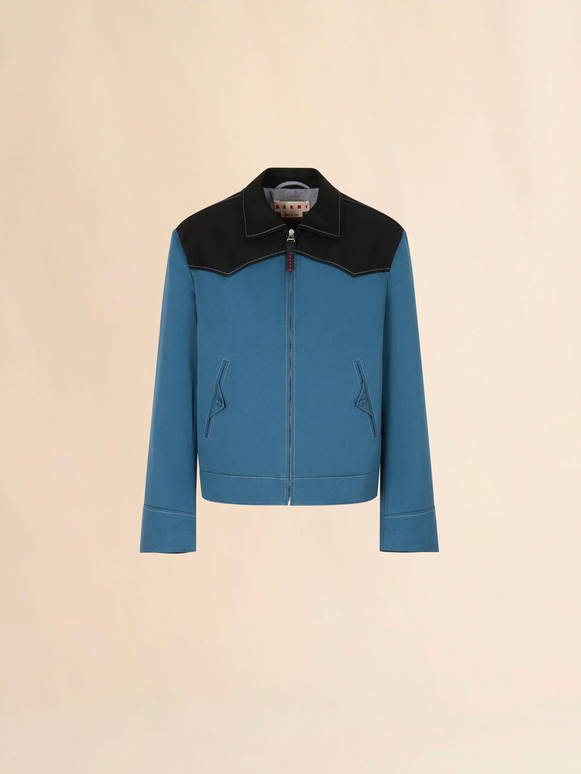 stutterheim x marni Blue water-repellent gabardine jacket with contrast yokes