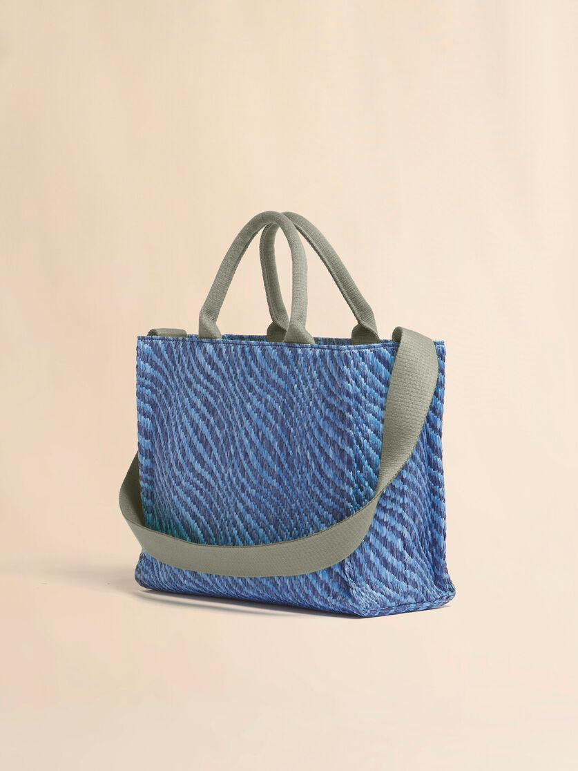 Stutterheim X Marni Blue Wavy Raffia-effect Small Tote Bag