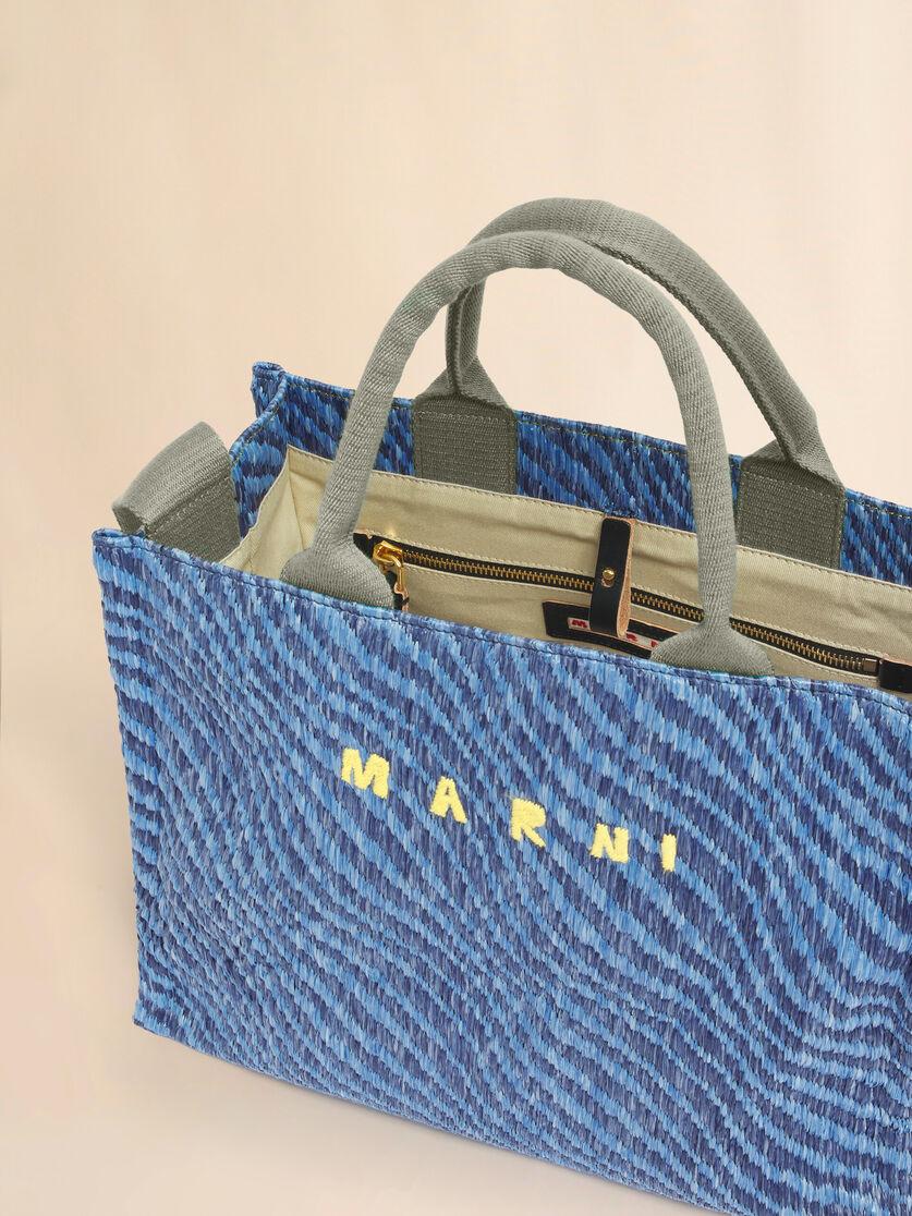 Stutterheim X Marni Blue Wavy Raffia-effect Small Tote Bag