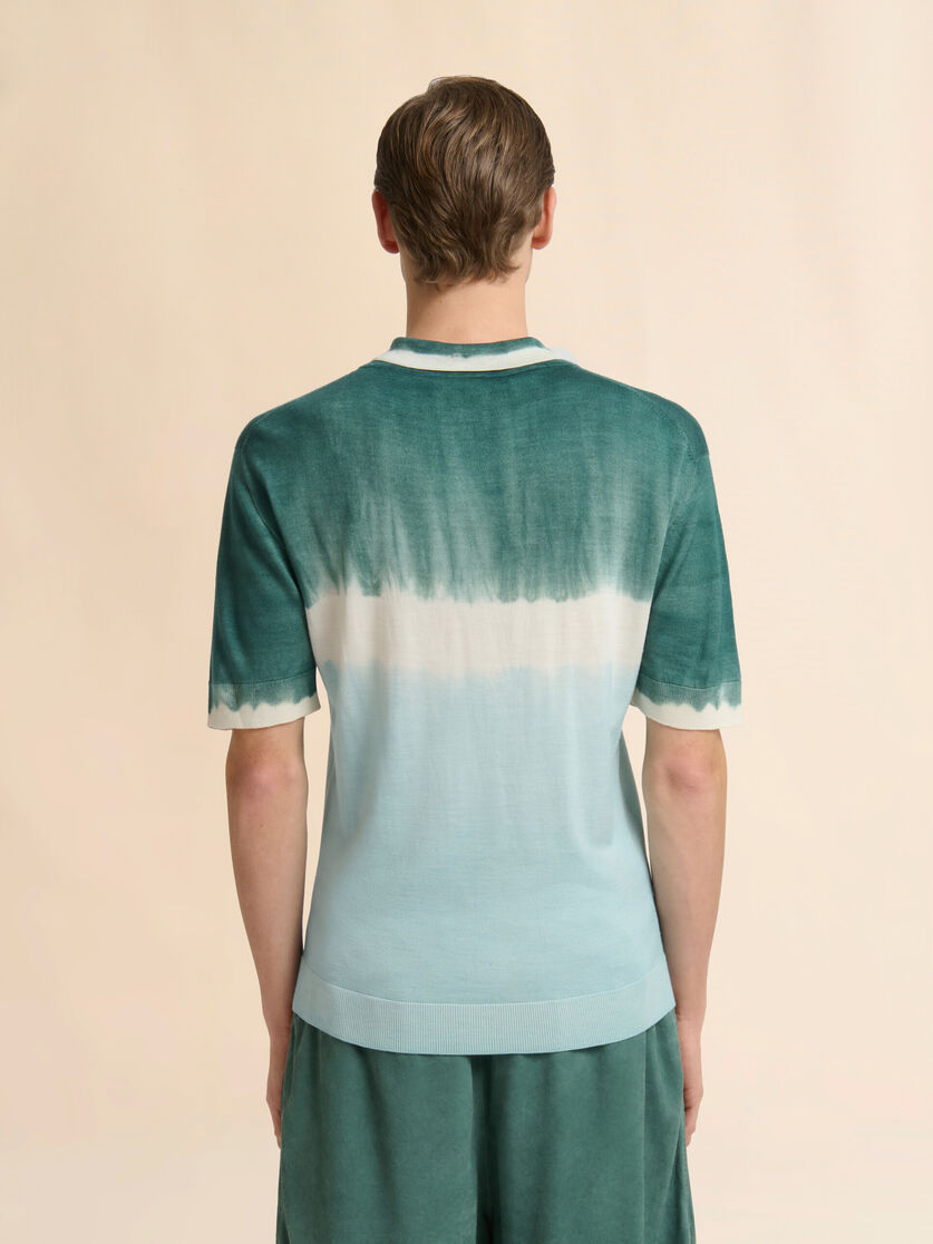 Stutterheim X Marni Blue Wool-silk Polo Shirt With Tie-dye Effect