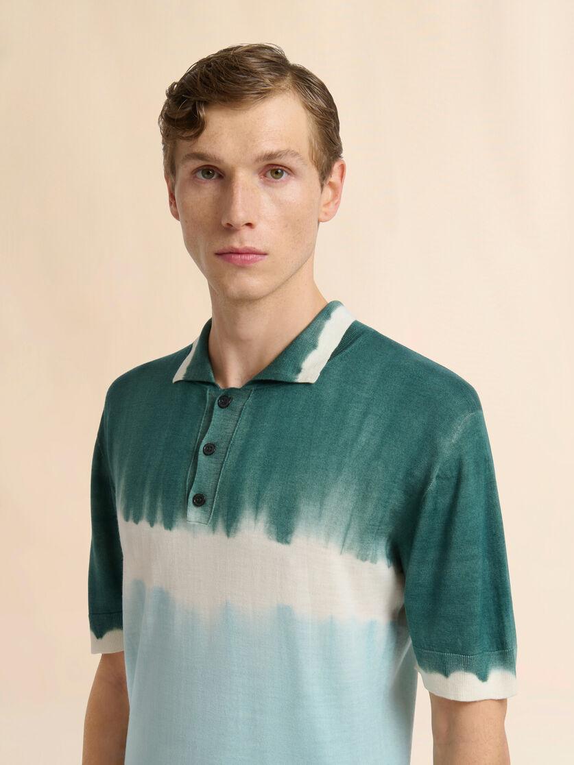 Stutterheim X Marni Blue Wool-silk Polo Shirt With Tie-dye Effect