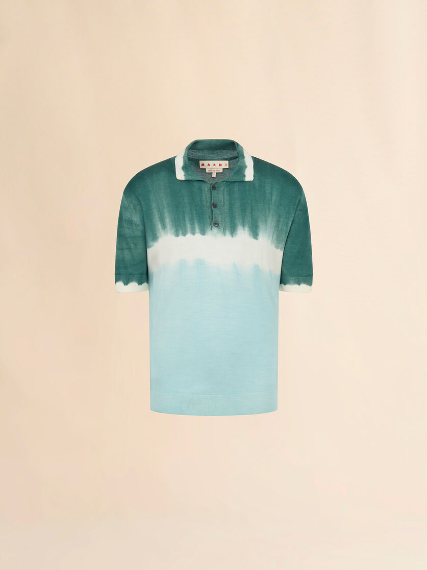 stutterheim x marni Blue wool-silk polo shirt with tie-dye effect