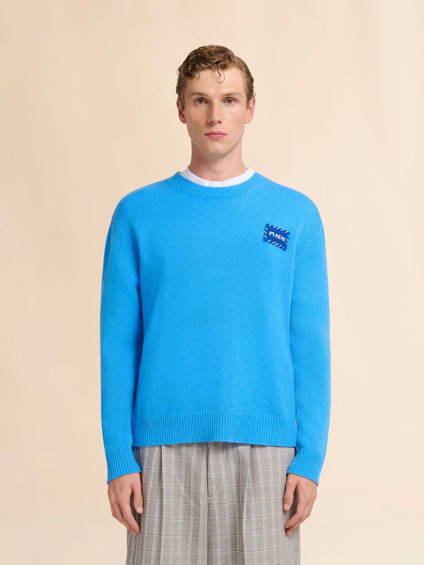 Stutterheim X Marni Bright Blue Cashmere Sweater With Marni Patch