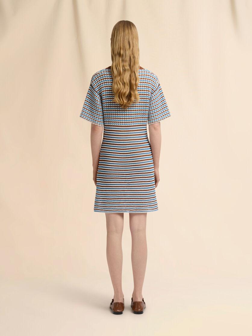 Stutterheim X Marni Brown And Blue Striped Cotton Crochet Dress