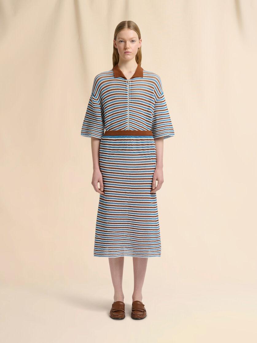 Stutterheim X Marni Brown And Blue Striped Cotton Crochet Skirt