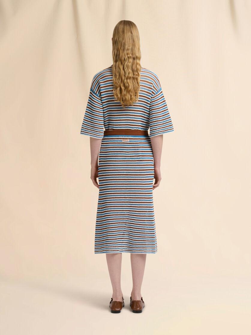 Stutterheim X Marni Brown And Blue Striped Cotton Crochet Skirt