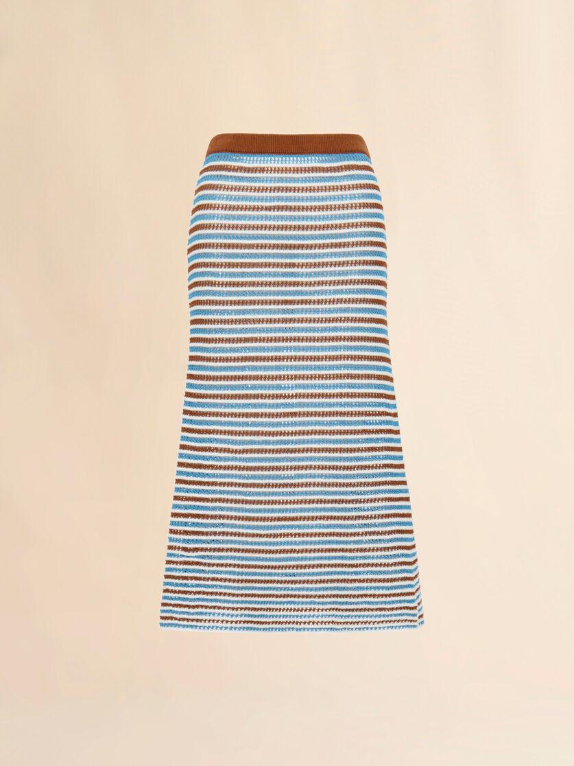 stutterheim x marni Brown and blue striped cotton crochet skirt