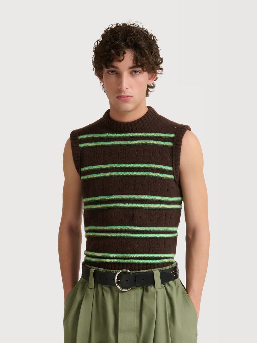 Stutterheim X Marni Brown Cashmere Vest With Openwork Knit